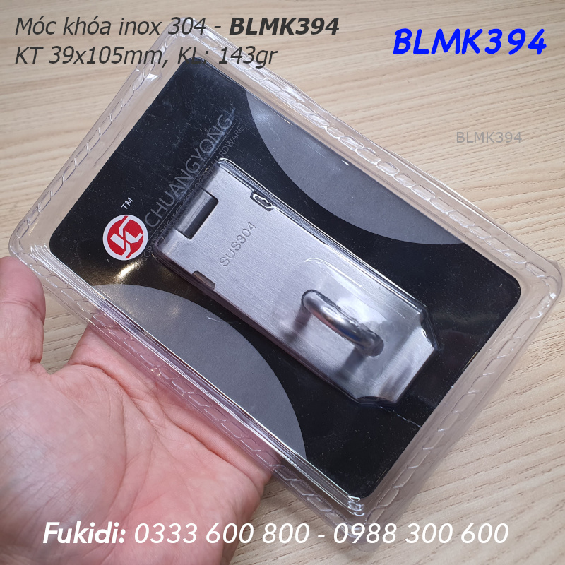 Bản lề móc khóa inox 304, size 86x105, dày 2mm - BLMK394