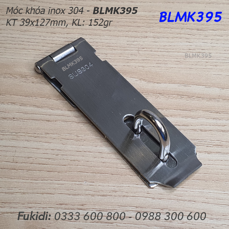 Bản lề móc khóa inox 304, size 39x127, dày 2mm - BLMK395