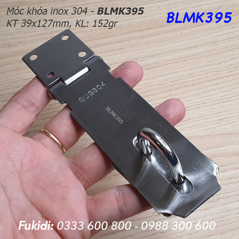 Bản lề móc khóa inox 304, size 39x127, dày 2mm - BLMK395