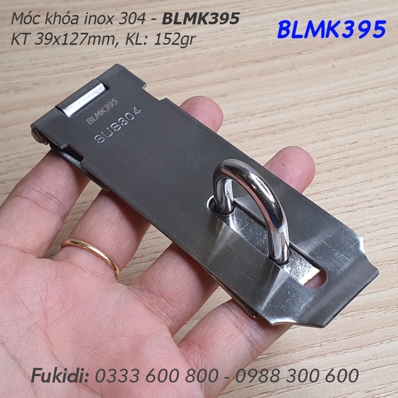 Bản lề móc khóa inox 304, size 39x127, dày 2mm - BLMK395