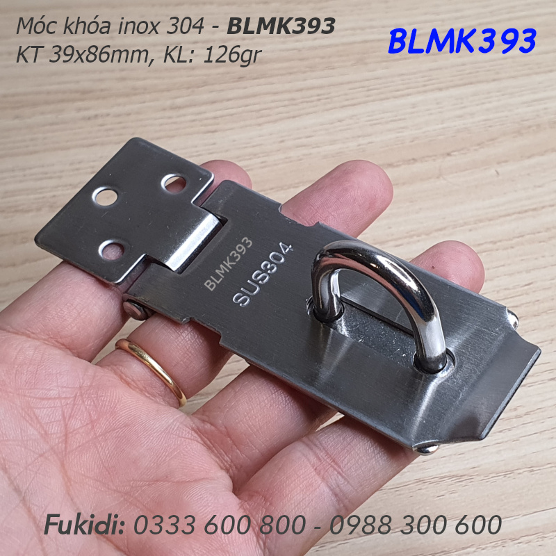 Bản lề móc khóa inox 304, size 39x86, dày 2mm - BLMK393