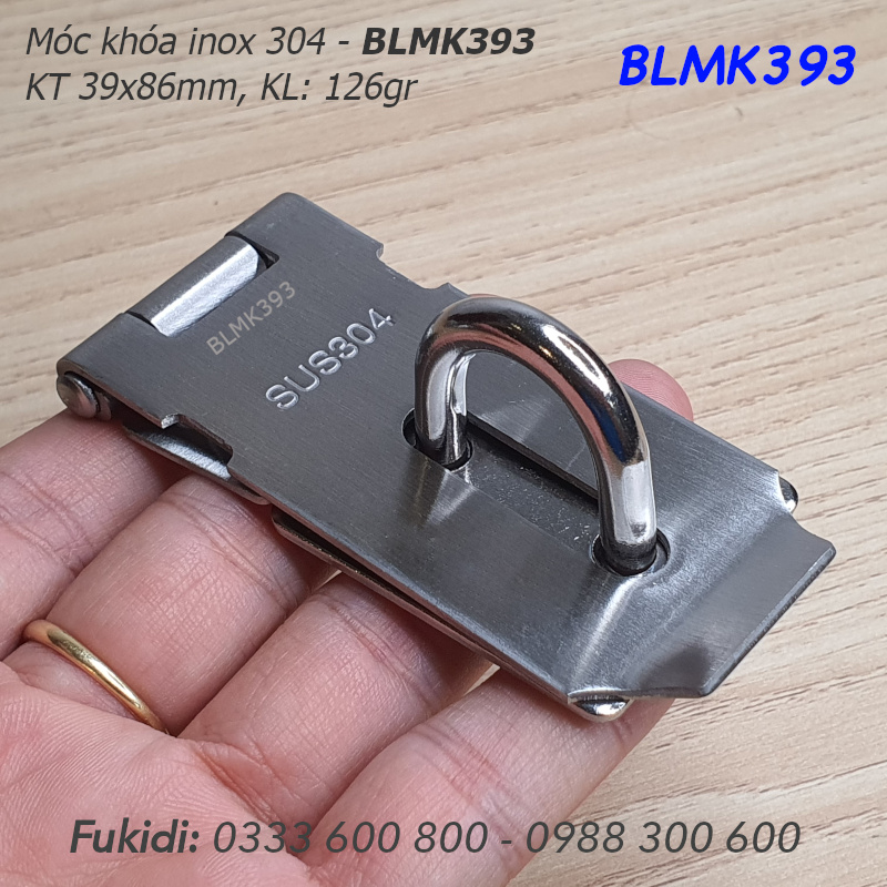 Bản lề móc khóa inox 304, size 39x86, dày 2mm - BLMK393
