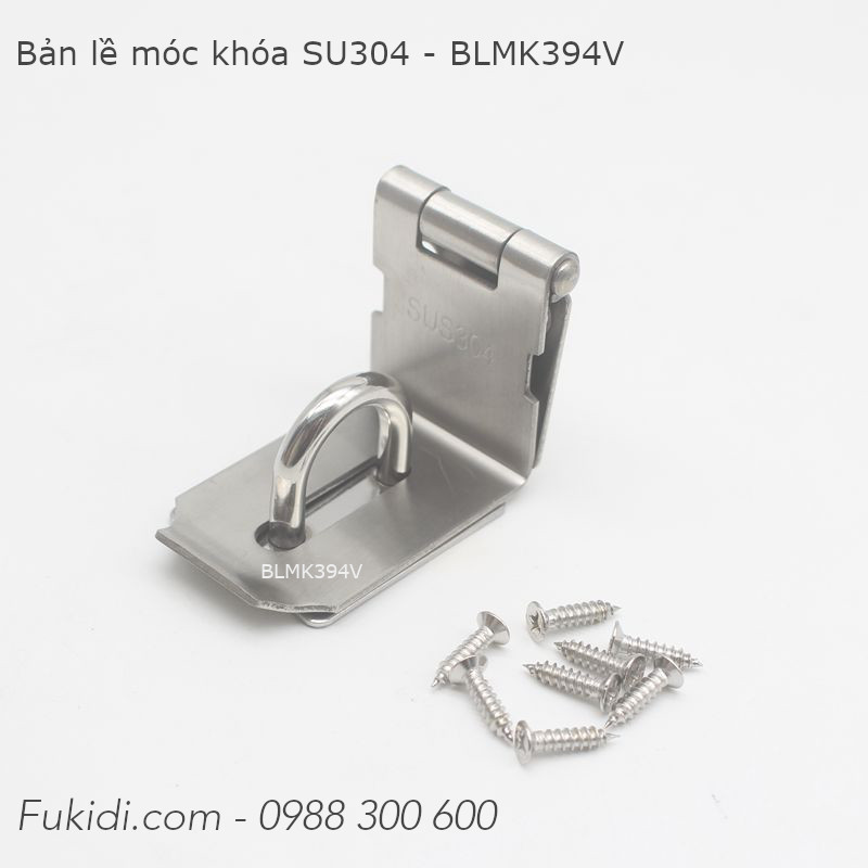 Bản lề móc khóa góc vuông inox 304, 5 inch, dày 2mm - BLMK395V