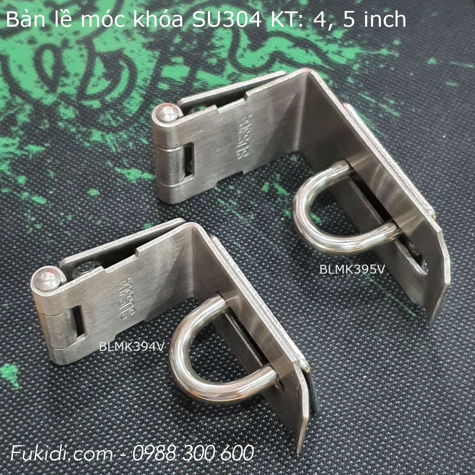 Bản lề móc khóa góc vuông inox 304, 5 inch, dày 2mm - BLMK395V