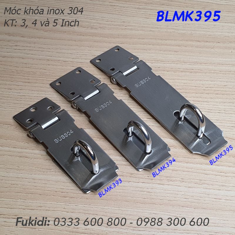 Bản lề móc khóa inox 304, size 39x127, dày 2mm - BLMK395