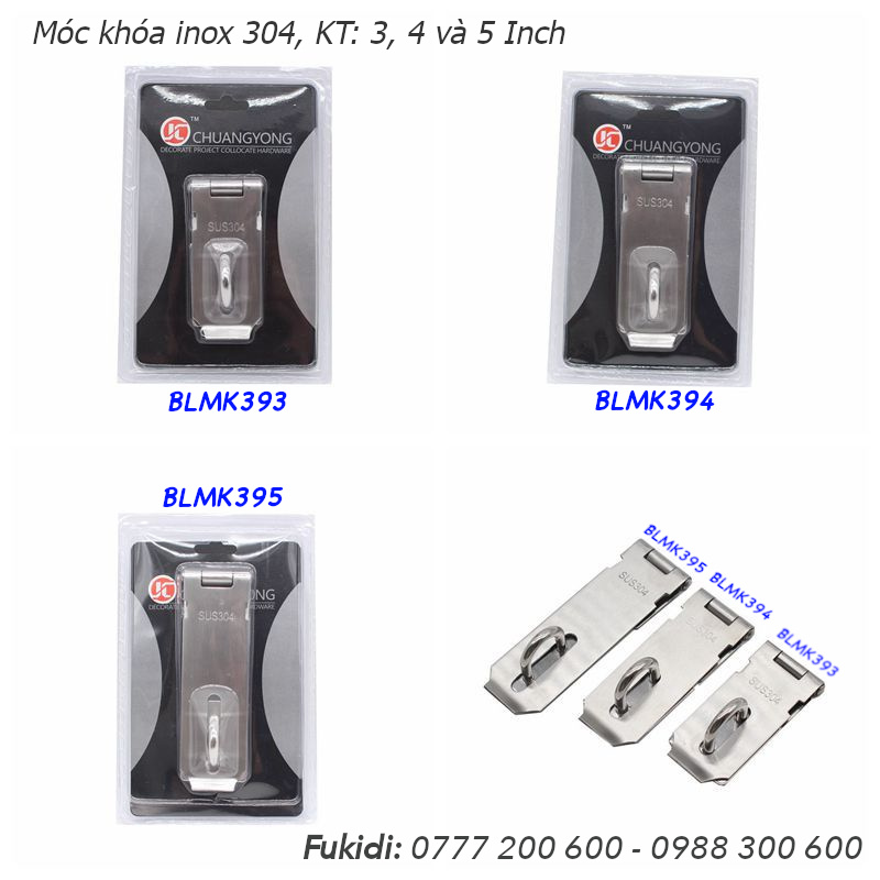 Bản lề móc khóa inox 304, size 86x105, dày 2mm - BLMK394