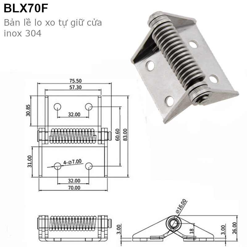 Chi tiết kích thước bản lề BLX70F