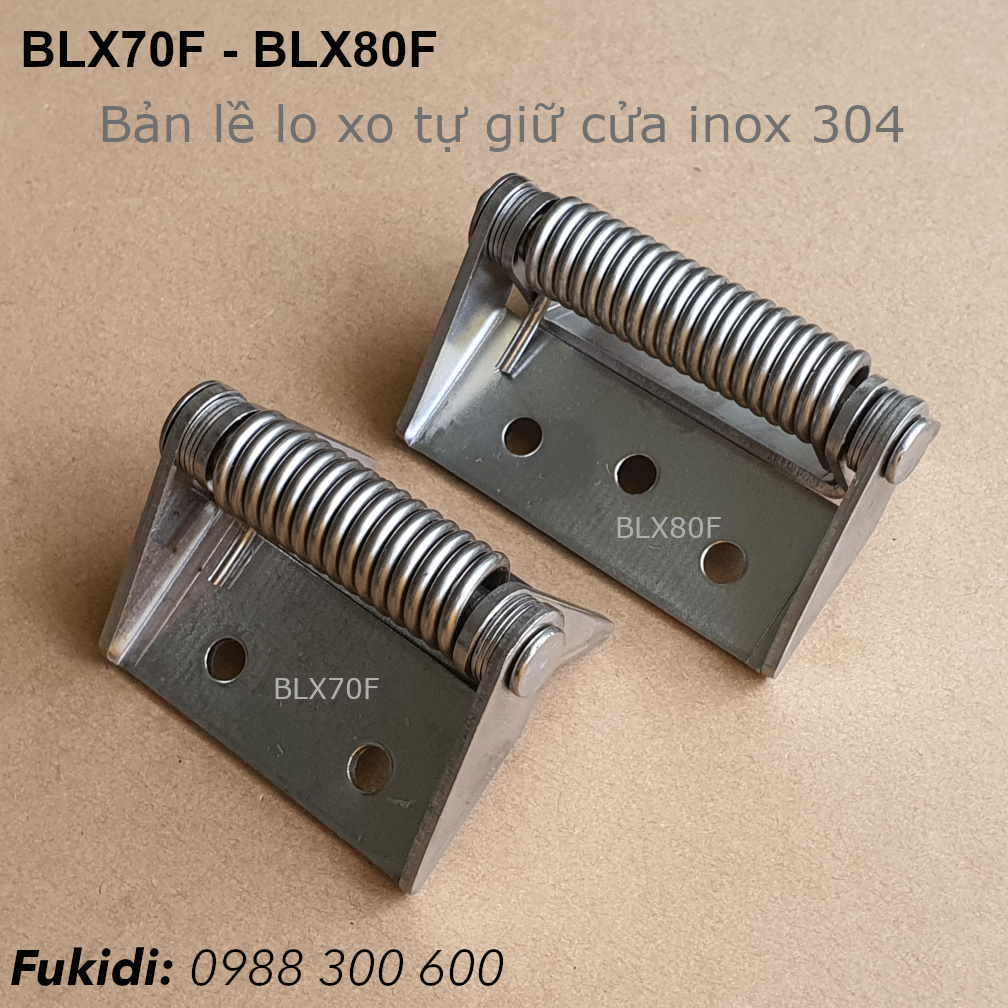 Hai cỡ của bản lè lò xo inox 304 là BLX70F, BLX80F