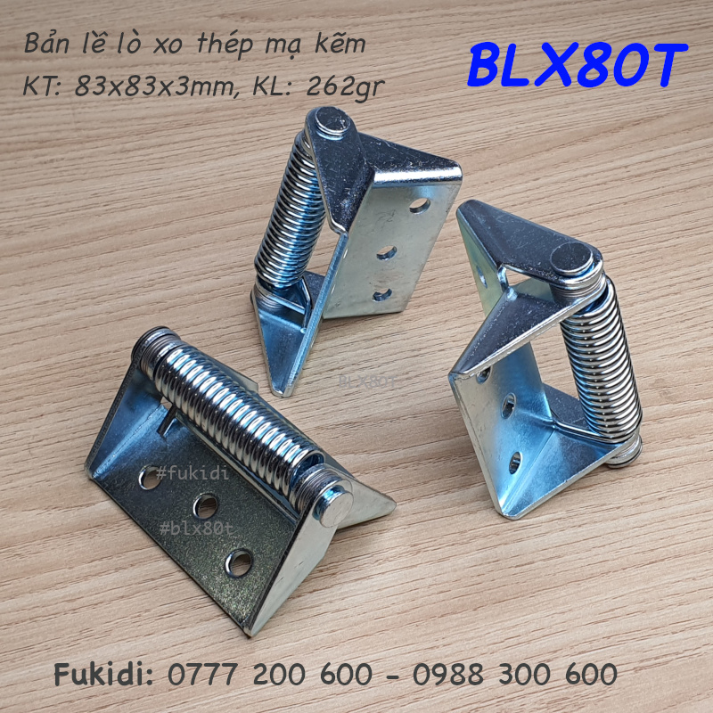 Bản lề tự đóng cửa loại lớn, thép mạ kẽm, dài 83mm - BLX80T