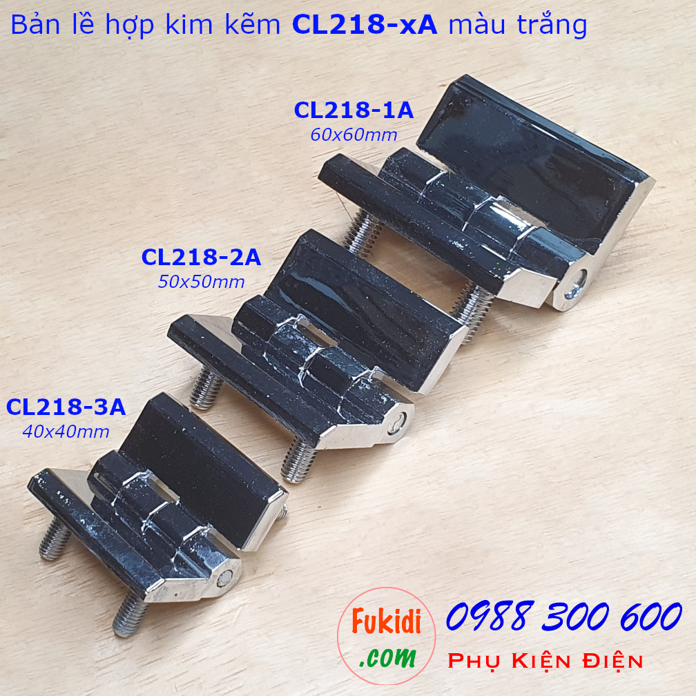 Bản lề hợp kim kẽm CL218-3A, 40x40, dày 5mm gắn sẵn đinh ốc 5mm dài 12mm màu đen CL218-3AB