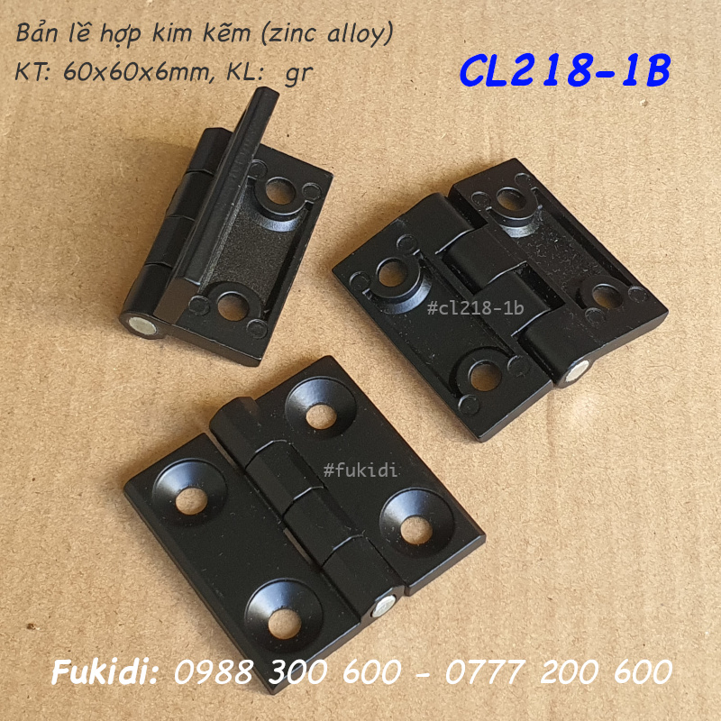 Bản lề tủ điện hợp kim kẽm đen, KT 60x60 dày 6mm - CL218-1B
