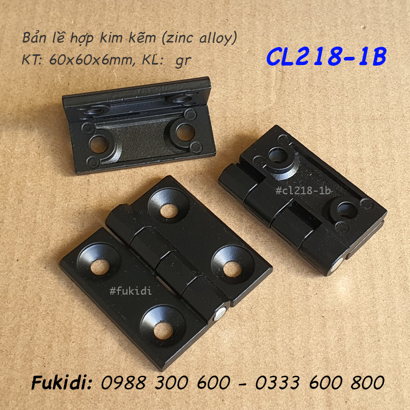 Bản lề tủ điện hợp kim kẽm đen, KT 60x60 dày 6mm - CL218-1B