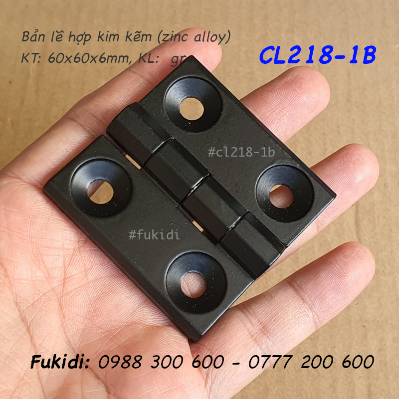 Bản lề tủ điện hợp kim kẽm đen, KT 60x60 dày 6mm - CL218-1B