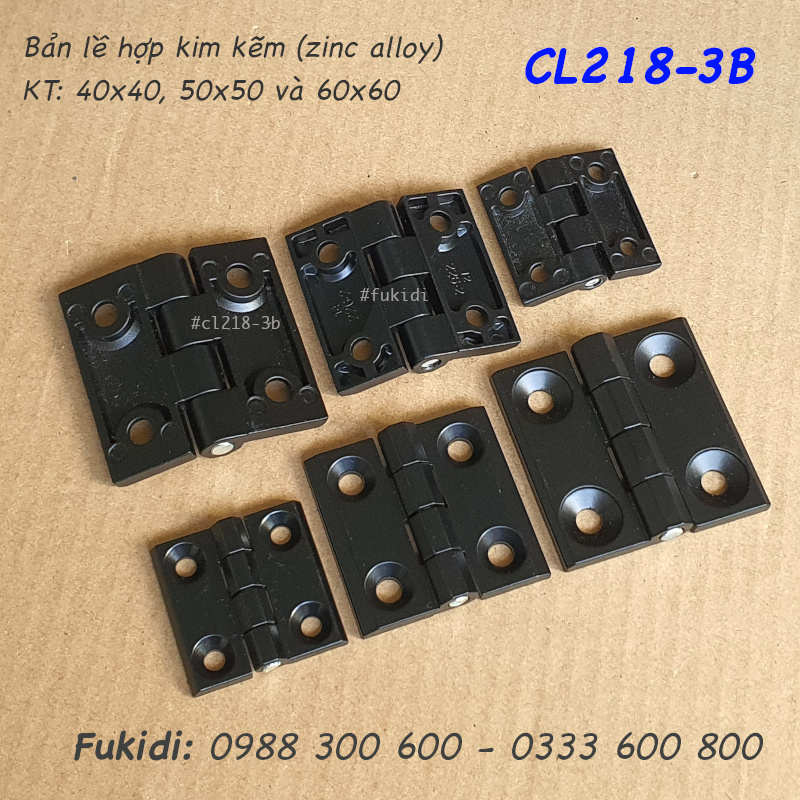 Bản lề tủ điện hợp kim kẽm đen, KT 60x60 dày 6mm - CL218-1B