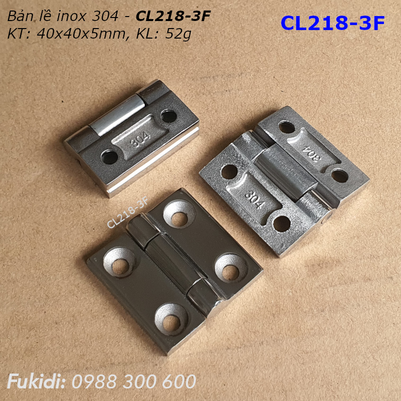 Bản lề tủ điện inox 304 nguyên khối KT 40x40x5mm - CL218-3F