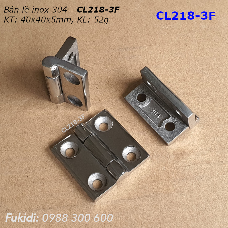 Bản lề tủ điện inox 304 nguyên khối KT 40x40x5mm - CL218-3F