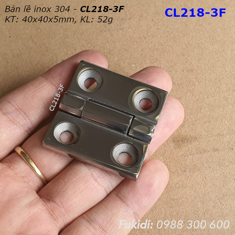 Bản lề tủ điện inox 304 nguyên khối KT 40x40x5mm - CL218-3F