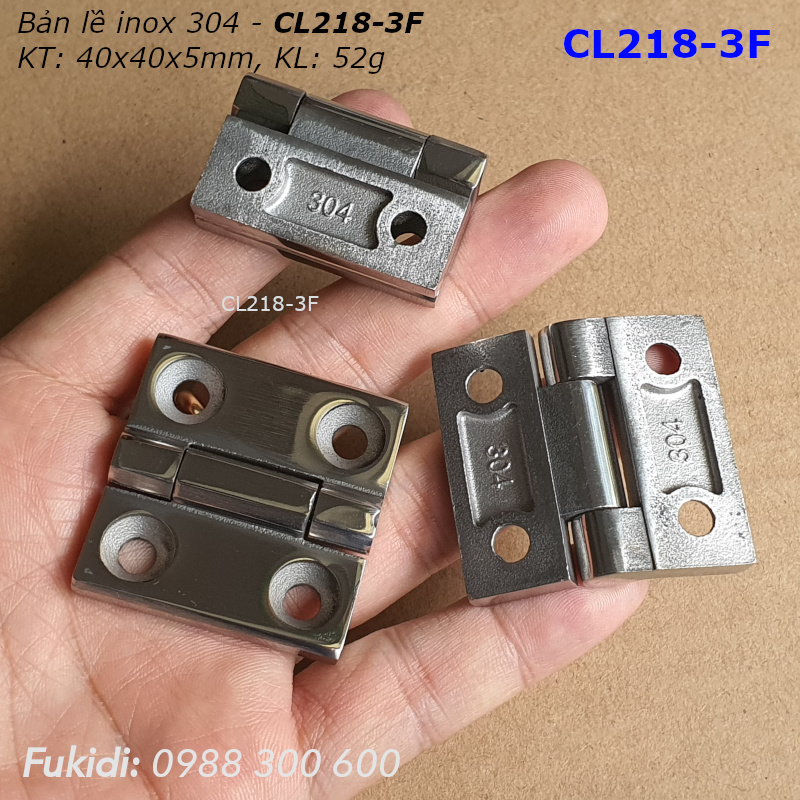 Bản lề tủ điện inox 304 nguyên khối KT 40x40x5mm - CL218-3F