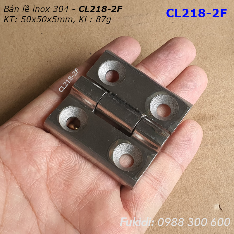 Bản lề tủ điện inox 304 nguyên khối KT 50x50x6mm - CL218-2F