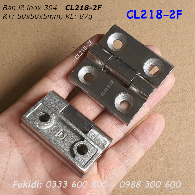 Bản lề tủ điện inox 304 nguyên khối KT 50x50x6mm - CL218-2F
