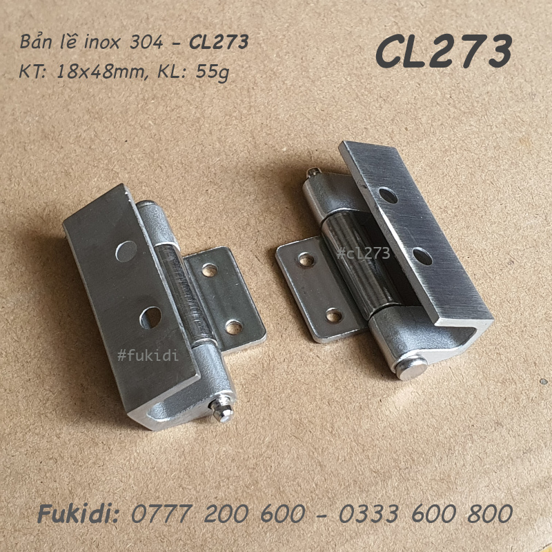 Bản lề inox 304 khối, KT 18x48, dạng ẩn giấu - CL273