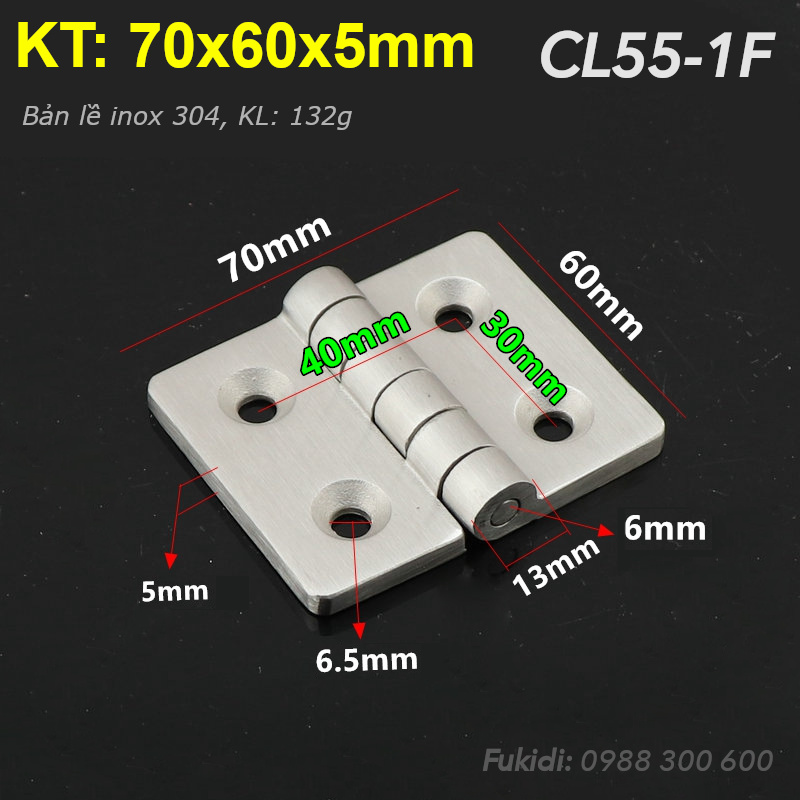 Bản lề inox 304 KT 70x60x5mm - CL55-1F