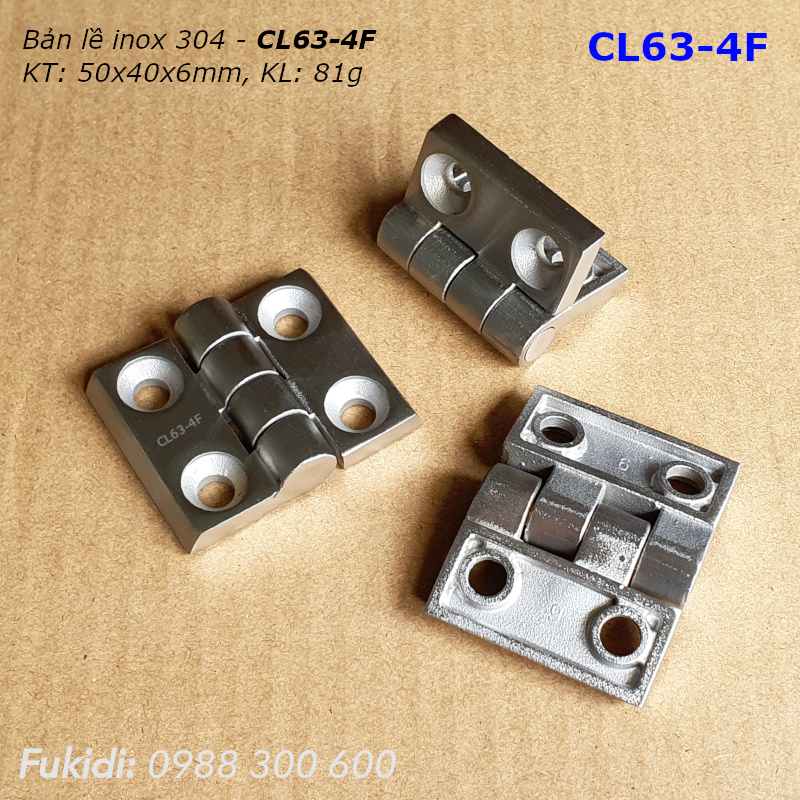 Bản lề inox 304 KT 50x40, dày 6mm - CL63-4F