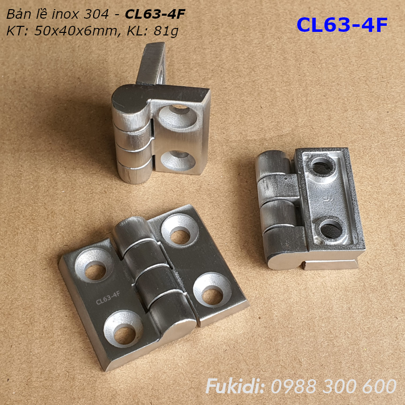 Bản lề inox 304 KT 50x40, dày 6mm - CL63-4F