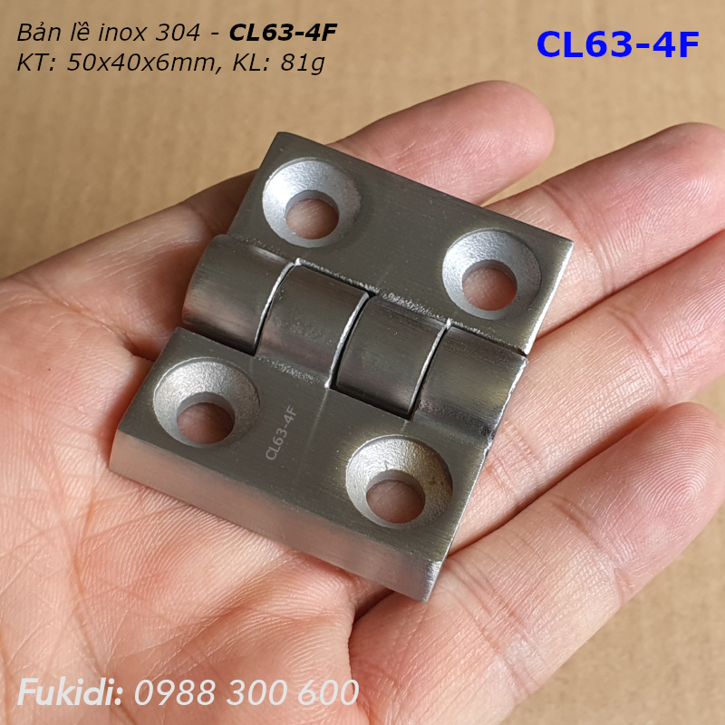 Bản lề inox 304 KT 50x40, dày 6mm - CL63-4F