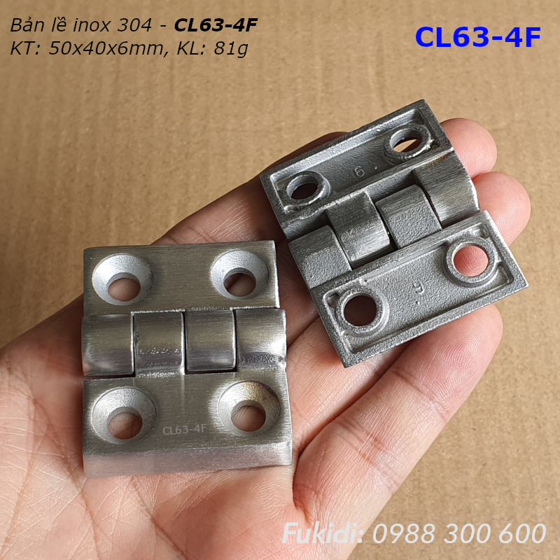 Bản lề inox 304 KT 50x40, dày 6mm - CL63-4F