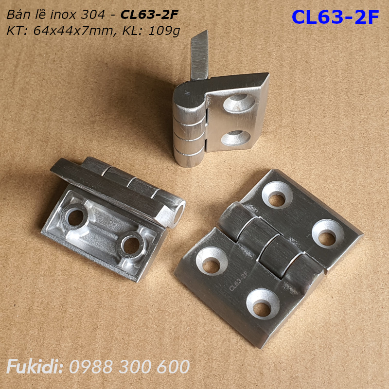 Bản lề inox 304 KT 64x44, dày 7mm - CL63-2F