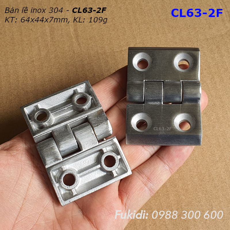 Bản lề inox 304 KT 64x44, dày 7mm - CL63-2F