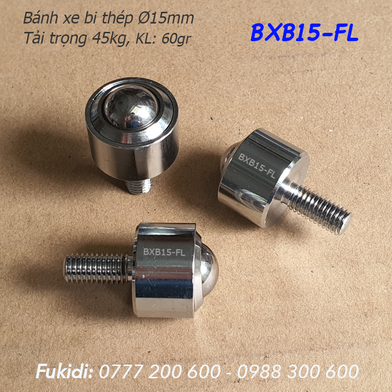 Bánh xe bi thép đa hướng, phi 15mm, tải 45kg - BXB15-FL