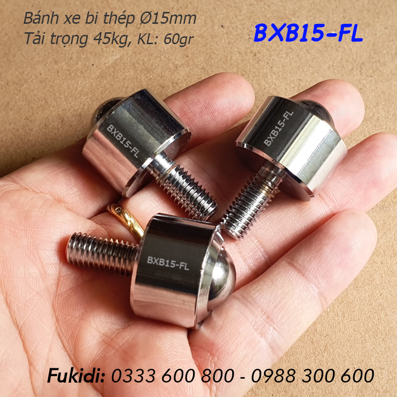 Bánh xe bi thép đa hướng, phi 15mm, tải 45kg - BXB15-FL