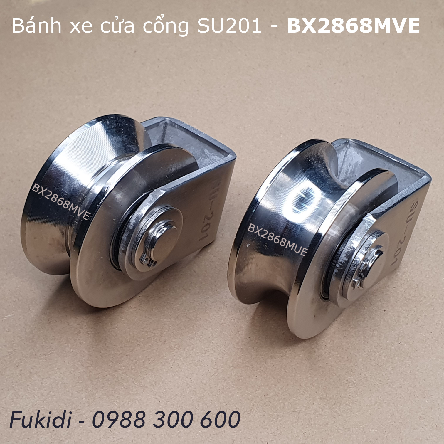 Hai loại bánh xe KT 28x68mm inox 201 là BX2868MUE và BX2868MVE