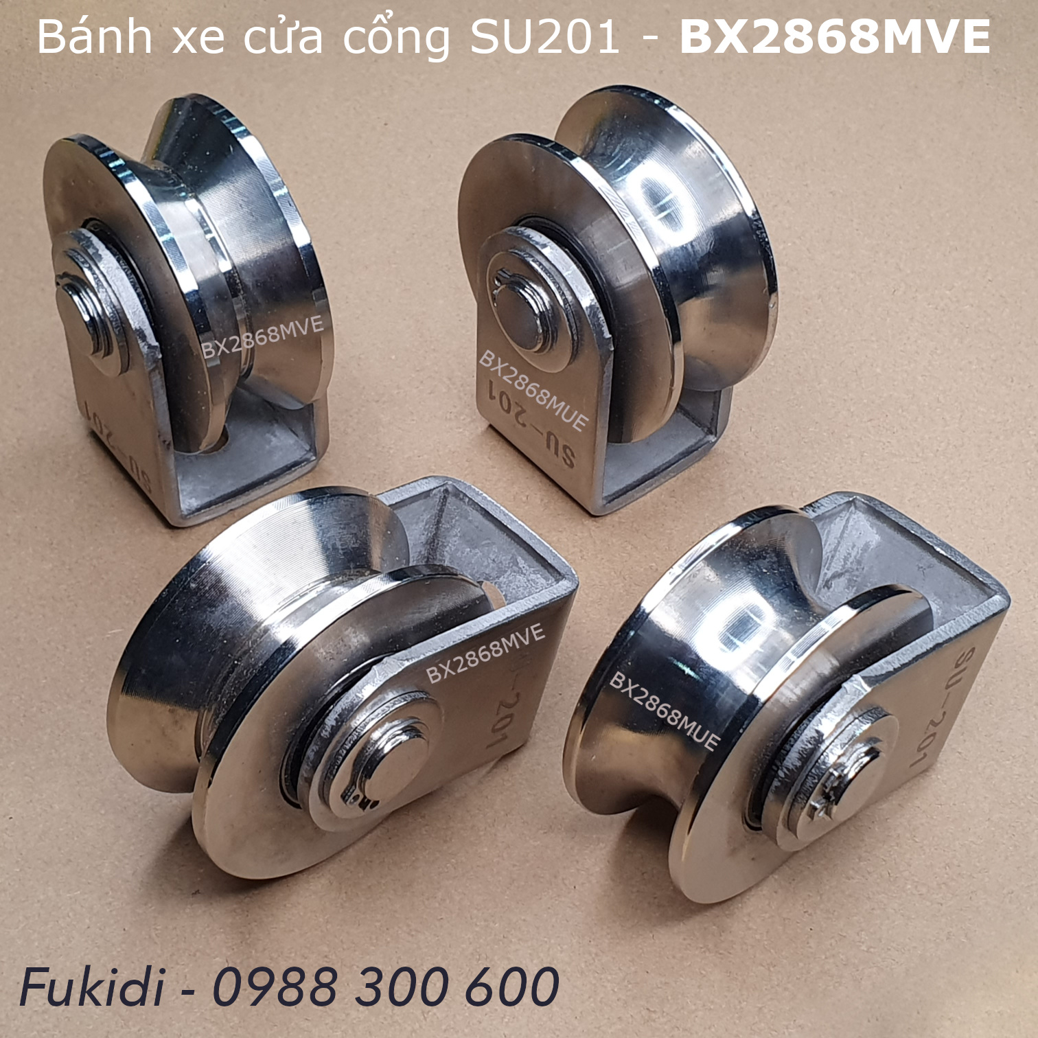 Hai loại bánh xe KT 28x68mm inox 201 là BX2868MUE và BX2868MVE