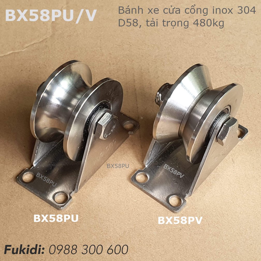 Hai dạng ray là U và V của bánh xe có đường kính 58mm