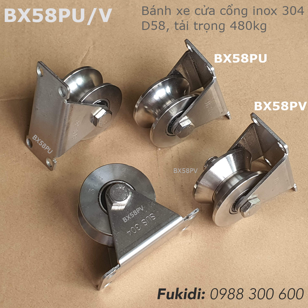 Hai dạng ray là U và V của bánh xe có đường kính 58mm