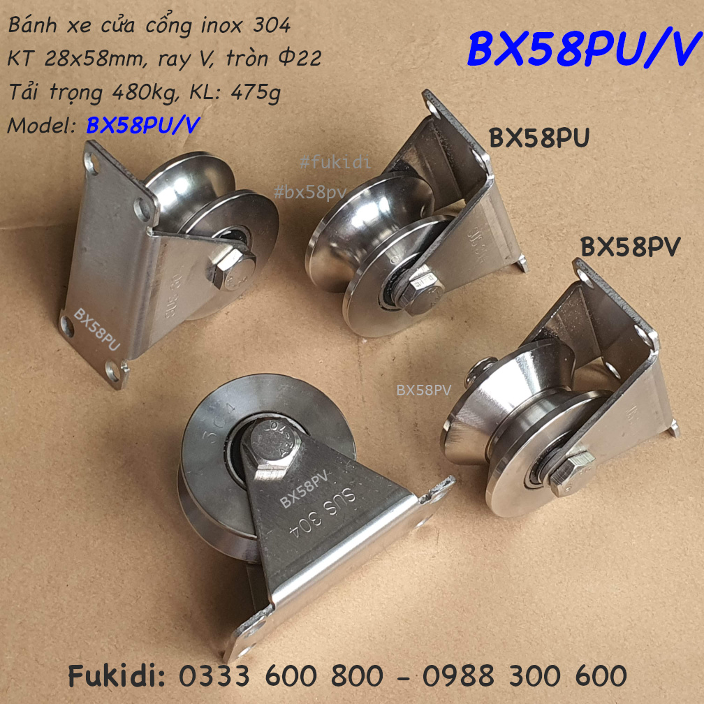 Hai dạng ray là U và V của bánh xe có đường kính 58mm