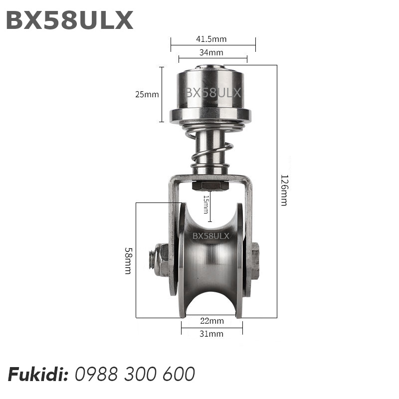 Chi tiết kích thước bánh xe BX58ULX