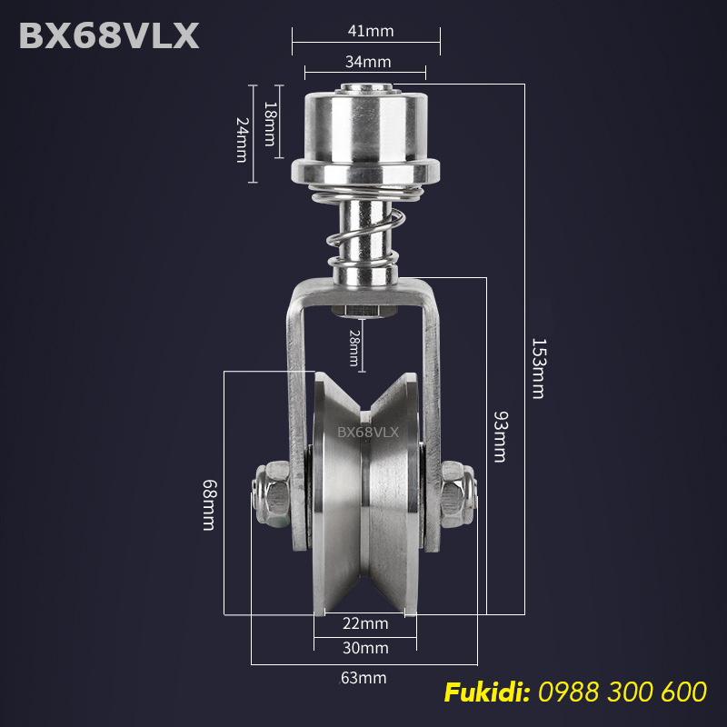 Chi tiết kích thước của bánh xe BX68VLX