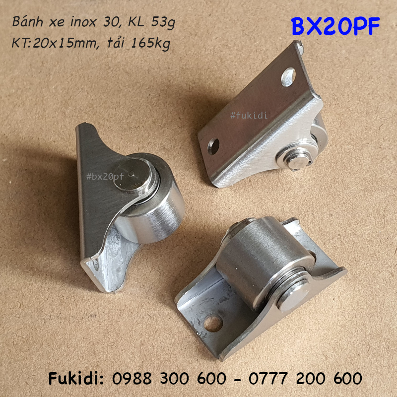 Bánh xe inox 304, KT bánh xe 20x15mm, tải trọng 160kg - BX20PF