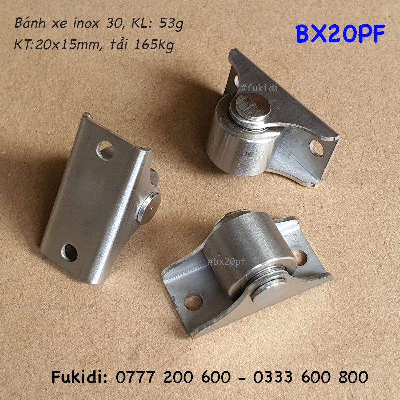 Bánh xe inox 304, KT bánh xe 20x15mm, tải trọng 160kg - BX20PF