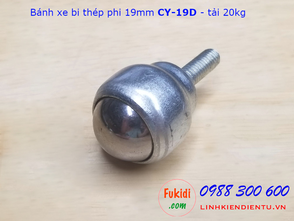 Bánh xe mắt trâu CY-19D phi 19mm chất liệu thép tải trọng 20kg - CY19DT