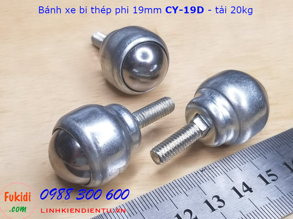 Bánh xe mắt trâu CY-19D phi 19mm chất liệu thép tải trọng 20kg - CY19DT