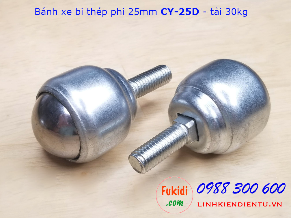 Bánh xe mắt trâu CY-25D phi 25mm chất liệu thép tải trọng 30kg - CY25DT