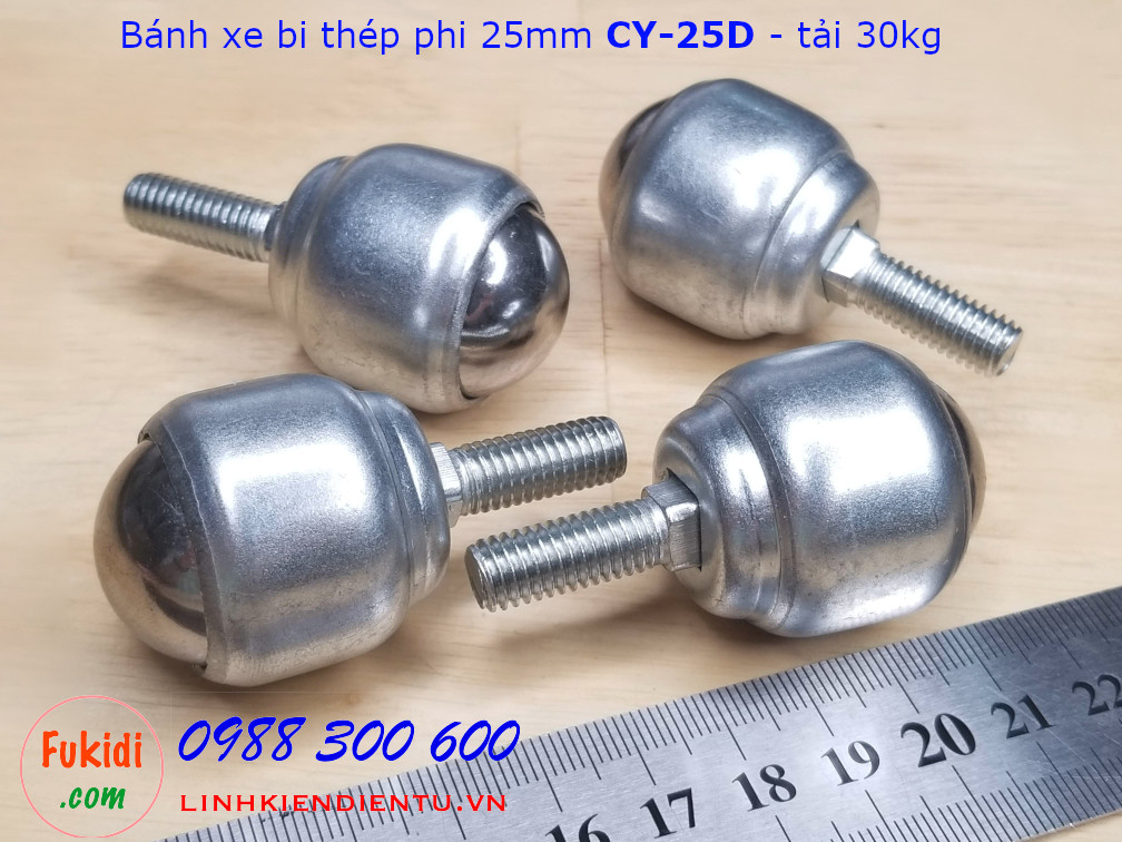 Bánh xe mắt trâu CY-25D phi 25mm chất liệu thép tải trọng 30kg - CY25DT