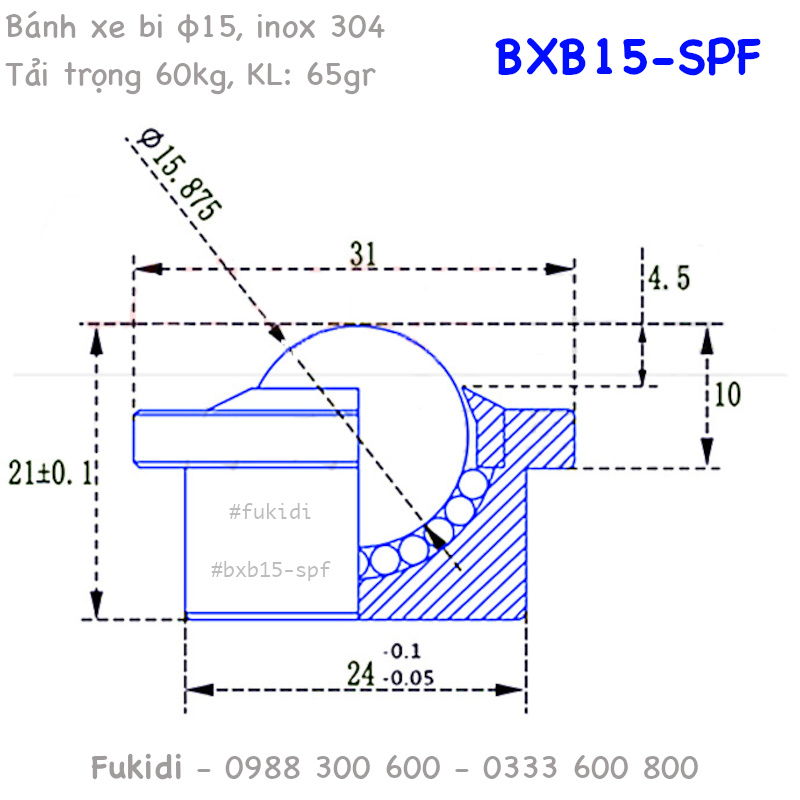 Chi tiết về kích thước của bánh xe SP-15