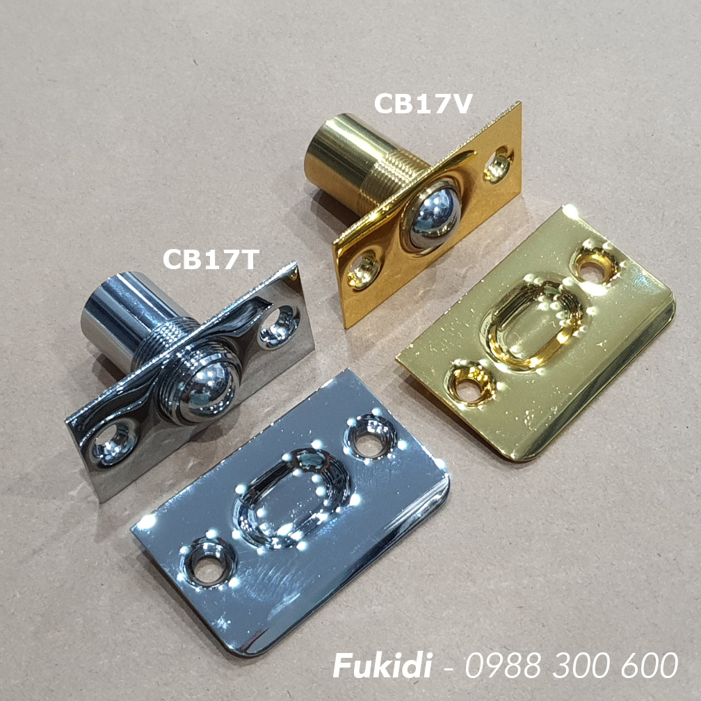Chốt bi giữ cửa, phi 17mm, chất liệu đồng mạ crome màu vàng bóng - CB17V