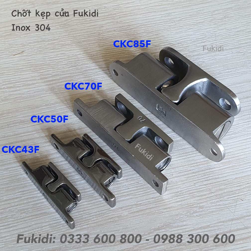 Bốn kích cỡ của chốt kẹp cửa inox 304, chiều dài 43, 50, 70 và 85mm
